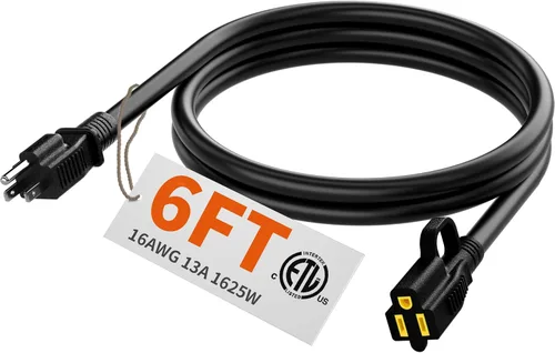 Vista 29 de HUANCHAIN Cable de extensión de 3 pies, calibre 16, negro, para interiores y exteriores, resistente al agua, flexible para clima frío, 3 puntas