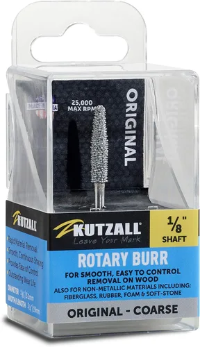 Vista 10 de Kutzall Rebaba giratoria cónica extrema, eje de 1⁄8", muy gruesa - Broca para tallado de madera para Dremel, Foredom, DeWalt, Milwaukee. Carburo