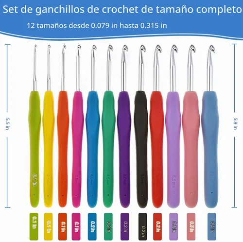 Vista 2 de RealPlus Ganchos de ganchillo, juego de 12 tamaños de ganchillo, kit de ganchillo para principiantes, agujas de tejer con asas ergonómicas
