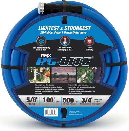 Vista 10 de AG-LITE BSAL5806 - Manguera de jardín de goma para agua caliente/fría de 5/8 pulgadas x 06', 100% goma, ultraligera, súper fuerte, 500 PSI, 50°F a