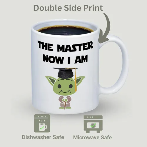 Vista 3 de Suchmugs Taza de grado de maestría - The Master Now I Am - Taza de café divertida de graduación universitaria - Taza de cerámica de 11 oz