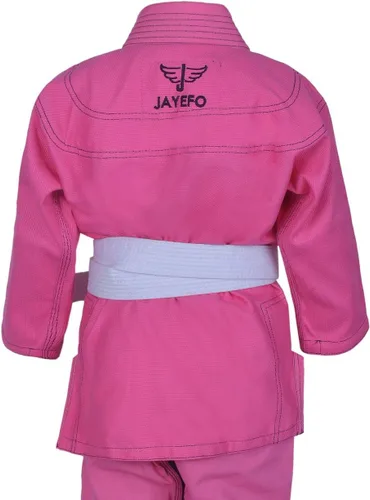 Vista 4 de Jayefo JIU Jitsu GI para niños y niñas, IBJJF Legal BJJ ligero, suave, preencogido, para niños y jóvenes, sin MMA, cinturón blanco