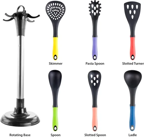 Vista 10 de Megachef Juego de utensilios de cocina de nailon para herramientas, 7 piezas, varios