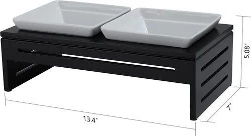 Vista 7 de Silicute Cuencos elevados de cerámica para mascotas - The Pawsh Bowl - Comedor para perros exigentes