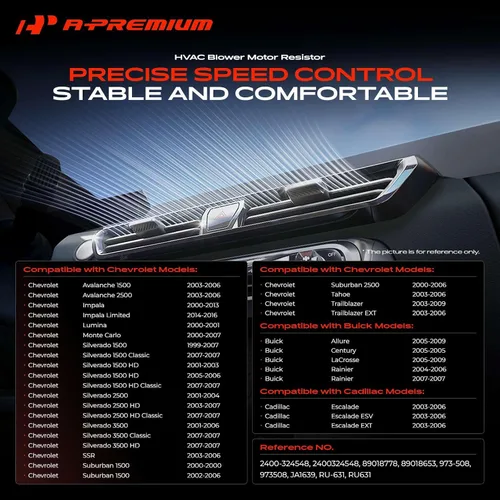Vista 2 de A-Premium [Solo 3 pines] Módulo de control de resistencia del motor del ventilador de CA compatible con Chevrolet Silverado Avalanche Suburban Tahoe