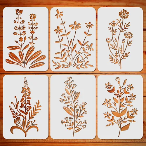 Vista 13 de ORIGACH 9 PCS 11.8x11.8 pulgadas Plantillas Abstractas Minimalistas Modernas de Mujeres, Patrón de Cara Femenina Floral Plantillas Grandes de PET