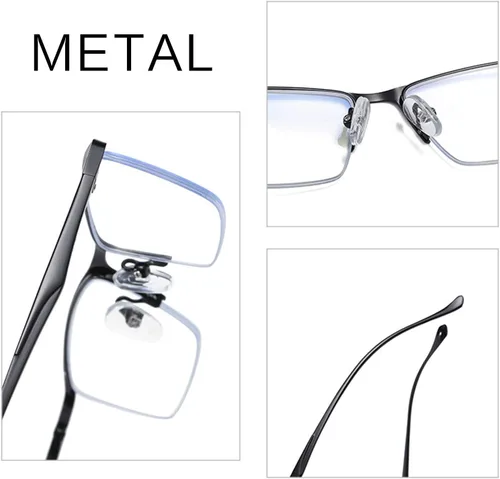 Vista 6 de Gafas de lectura fotocromáticas, gafas de lectura de tendencia, para hombres y mujeres, medio marco, para negocios, oficina, hombres