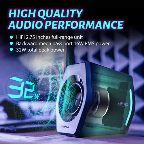 Vista 2 de Edifier G2000 32W Altavoces de PC para Juegos de Computadora para Laptop Mac Computadora de Escritorio Altavoces Woofer Bluetooth USB Entradas AUX