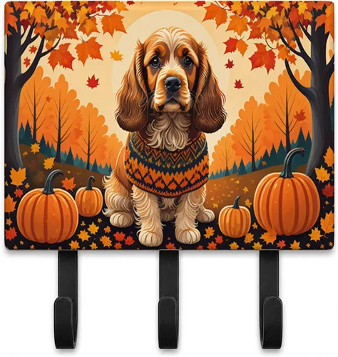 Vista 35 de Affenpinscher - Correa de otoño o llavero Affenpinscher Fall artwork on ceramic tile with three steel hooks for keys, leashes, towels