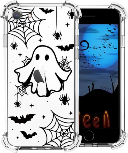 Vista 20 de Funda de Halloween para Google Pixel 6A transparente con diseños de murciélagos fantasmas, funda para teléfono para niñas, elegante, delgada, a