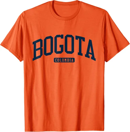 Vista 68 de Bogotá Colombia College University Style Camiseta azul marino, Blanco