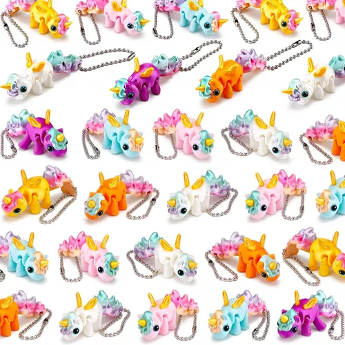Vista 11 de Novabright 24 piezas 3D impreso leopardo Gecko llavero mini animal articulado flexible Fidget lindo regalo divertido para recuerdos de fiesta