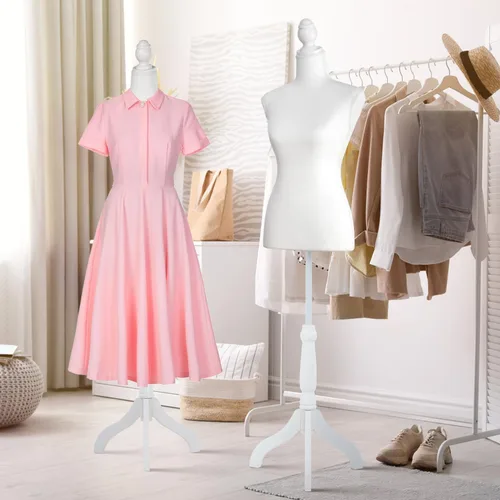 Vista 9 de Maniquí de espuma corporal para mujer, maniquí de espuma de 60 a 67 pulgadas, maniquí de vestido ajustable con base de trípode de madera