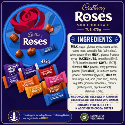 Vista 2 de Cadbury - Roses de chocolate con leche, envase de 550g