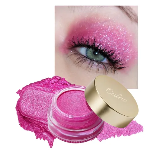 Vista 21 de Oulac Sombra de ojos en crema blanca brillante Iluminador a prueba de agua y sombra de ojos con purpurina de larga duración, color natural