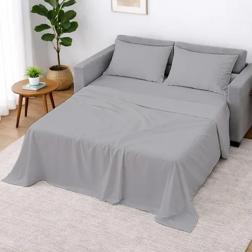 Vista 13 de Cottington Lane Juego de 4 piezas de sábanas para sofá cama tamaño matrimonial, 100% algodón egipcio de alta calidad para sofá cama, sofá biplaza