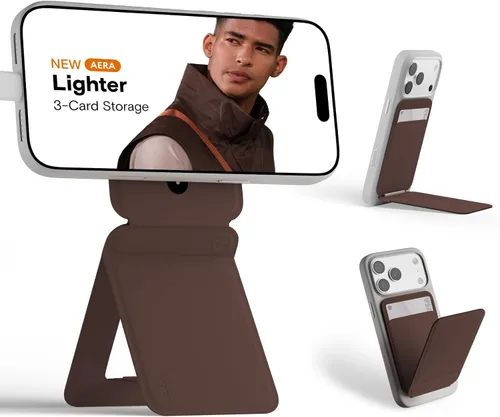 Vista 15 de MOFT Soporte de trípode para teléfono para iPhone, soporte para iPhone multiángulo, soporte para teléfono ligero y portátil, imanes fuertes, cuero