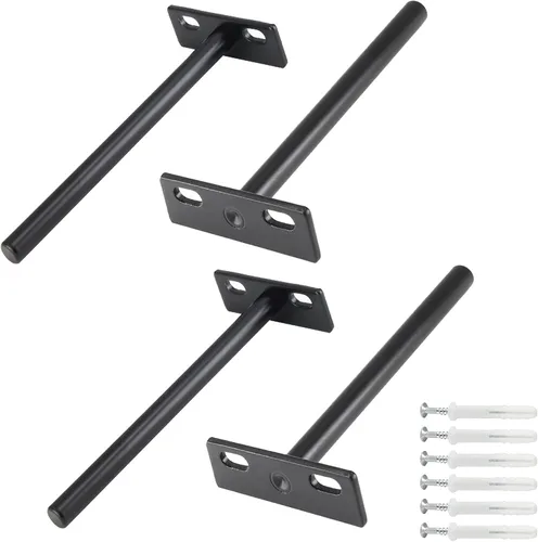 Vista 8 de Luomorgo 4 soportes de estante flotantes de 3 pulgadas, soporte de estante negro resistente, soporte de estante ciego oculto, soportes de estante