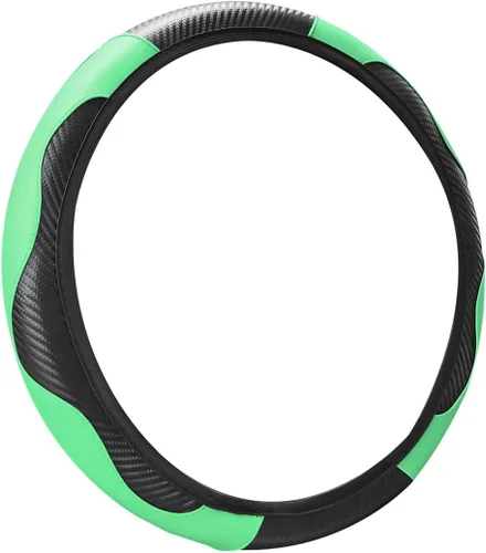 Vista 18 de Funda universal de microfibra para volante de automóvil, de piel sintética, elástica, 15 pulgadas, costuras de color, antideslizante, protector