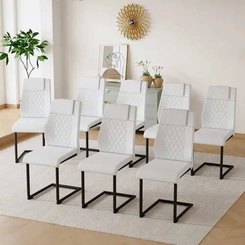 Vista 27 de gopop Juego de 4 sillas de comedor, modernas sillas de cocina y comedor con patas de metal galvanizado, sillas laterales tapizadas para comedor