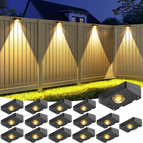 Vista 8 de VOLISUN Luces de Valla Solares, Luces de Valla con Energía Solar, LED Impermeable IP65, Luz Solar de 3 Temperaturas de Color para Valla, Patio Negro