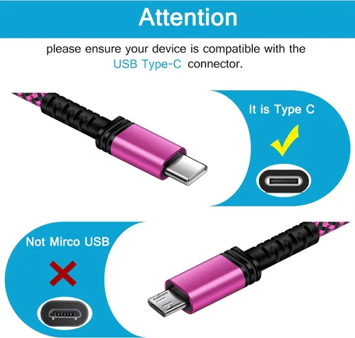 Vista 2 de Cable Samsung S23 Ultra USB tipo C de carga rápida, [3 unidades, 10 pies] largo USB C a USB A, cable de teléfono Android, cable de carga C de carga