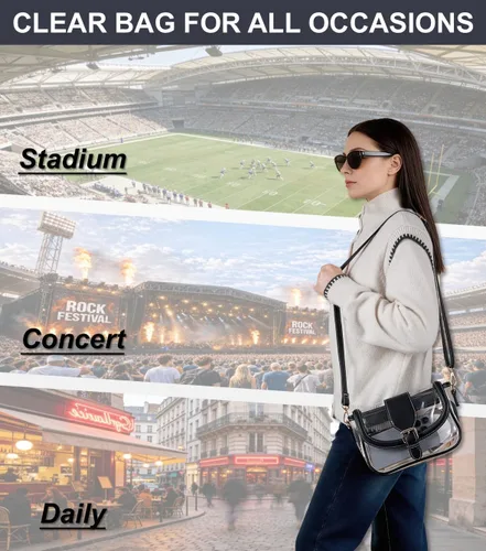 Vista 2 de Bolsa transparente para eventos de estadio, bolso cruzado Negro