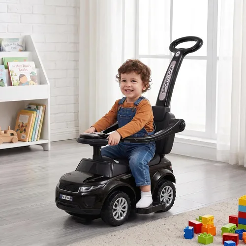 Vista 8 de Aosom Coches de empuje 3 en 1 para niños pequeños de 18 a 36 meses, color Negro