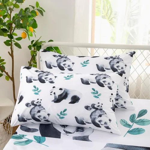 Vista 6 de CVHOUSE Panda - Juego de sábanas bajeras de tamaño individual, juego de ropa de cama para niños y niñas, bonito juego de sábanas, 1 sábana encimera