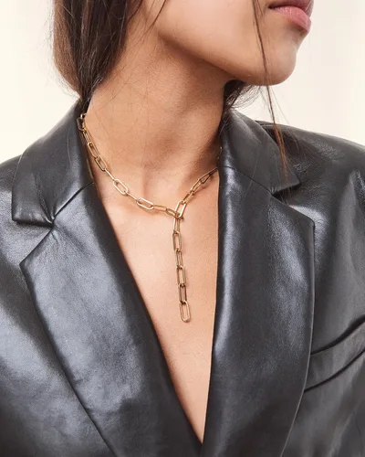 Vista 5 de Hey Harper Boss Babe - Collar de cadena de clip de papel, collar de eslabones de acero inoxidable impermeable, collar de oro para mujer, Acero