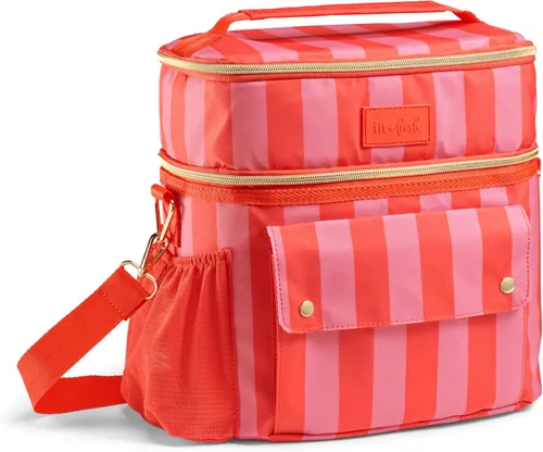 Vista 9 de Fit & Fresh Sidekick - Bolsa térmica suave con doble compartimento y Cabaña costera raya