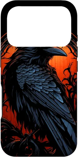 Vista 30 de Funda estética oscura para iPhone 17, diseño de cuervo gótico, diseño de pájaro de cuervo y pájaro oculto