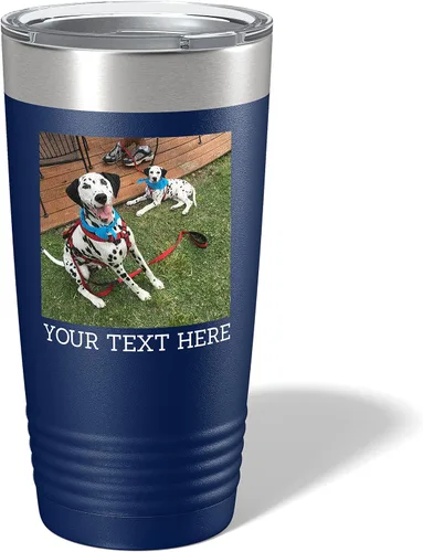 Vista 16 de Vaso personalizado de 20 onzas (17 colores) con foto impresa con aislamiento térmico de acero inoxidable recubierto de polvo con tapa, regalo
