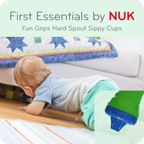 Vista 2 de First Essentials by NUK Fun Grips - Vaso para sorber con boquilla dura, 10 onzas, los colores pueden variar