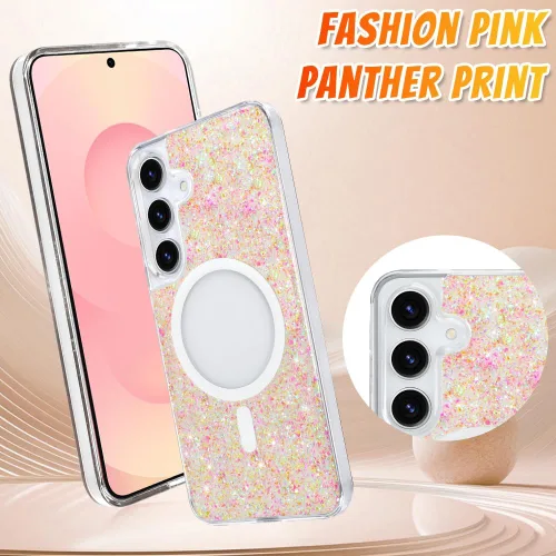 Vista 337 de Bonoma - Funda compatible con Samsung Galaxy S21 Plus, diseño de corazón con purpurina, color rosa Support for MagSafe, Plating Magnetic Case TPU