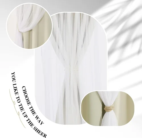 Vista 9 de PONY DANCE Cortinas de Doble Capa - Cortinas Opacas de 63 Pulgadas de Largo, Diseño con Ojales en la Parte Superior, Paneles Transparentes Blancos