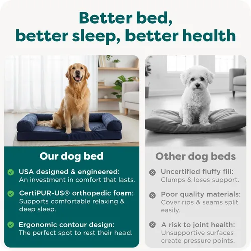Vista 7 de Furhaven - Cama ortopédica para perros, estilo sofá, acolchada, con funda extraíble y lavable, marrón tostado, tamaño jumbo (XL)