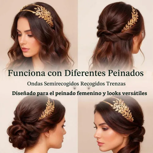 Vista 2 de Brishow Diadema de corona de hoja dorada, diosa griega, diadema de laurel para mujer Dorado