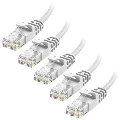 Vista 8 de Cable Matters Paquete de 5 cables Ethernet Cat 6 delgados sin enganches de 10 Gbps, 1 pie, color negro