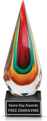 Vista 38 de Premio de Vidrio Artístico Soplado a Mano – Premio Elegante con Grabado Personalizado para Corporativo, Deportes, Jubilación, Reconocimiento