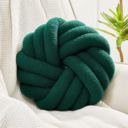 Vista 17 de Uvvyui - Almohadas de nudo, cojines decorativos de 14 pulgadas, almohadas redondas, cojín para sofá, almohada de bola anudada suave hecha a mano