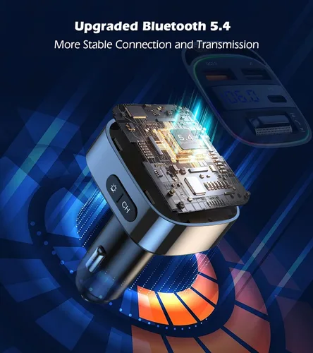Vista 5 de LIHAN - Adaptador Bluetooth para automóviles antiguos, transmisor FM, manos libres 54W PD Fast Charging,Crystal Clear Hands-Free Calls,Music &