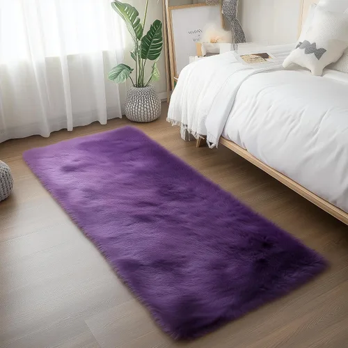 Vista 61 de Goolela Alfombra esponjosa de piel sintética para dormitorio, color marrón claro beige, 2 x 3 pies, alfombra de piel de oveja peluda y difusa