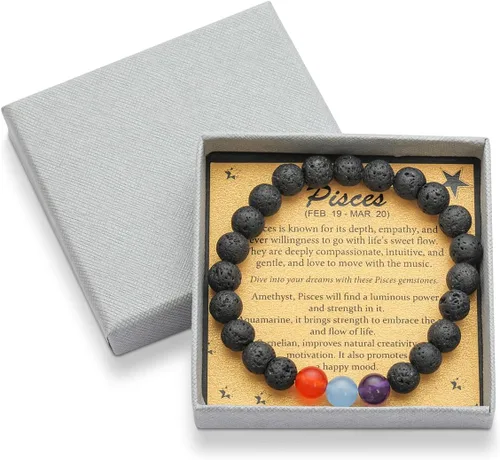 Vista 6 de Pulsera de cuentas de cristal espiritual del zodiaco para mujer, joyería de horóscopo, regalo de cumpleaños