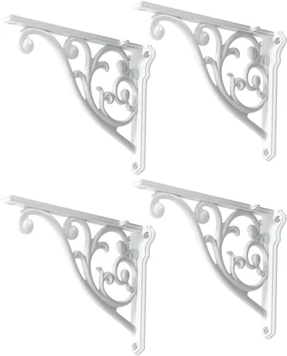 Vista 32 de Soportes de estante de 4 pulgadas, paquete de 4 soportes de pared de latón antiguo de alta resistencia, estantes decorativos de cocina victoriana