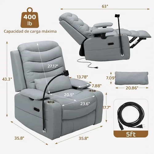 Vista 3 de Olela Power Glider - Silla reclinable para guardería, mecedora giratoria Gris oscuro