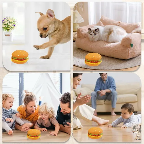Vista 7 de Ufurty Hamburguesas de control remoto, juguetes de broma de animales, juegos interactivos para gatos, para Halloween, día de los inocentes, fiesta