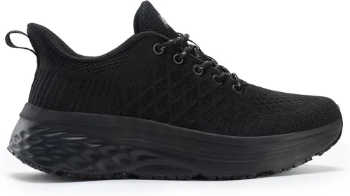 Vista 3 de AVW Zapatos de trabajo antideslizantes para mujeres, zapatillas deportivas resistentes al agua para caminar, zapatos para servicio de alimentos