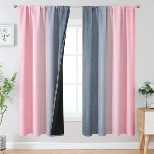 Vista 19 de Estelar Textiler Cortinas oscurecedoras beige y blanco grisáceo de 45 pulgadas de largo, cortinas graduadas con bloqueo de luz para baño, cortinas