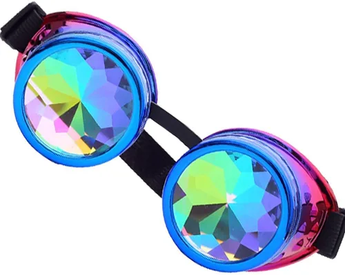 Vista 53 de Gafas caleidoscopio para raves trippy psicodélico steampunk con lentes de cristal de difracción de prisma arcoíris